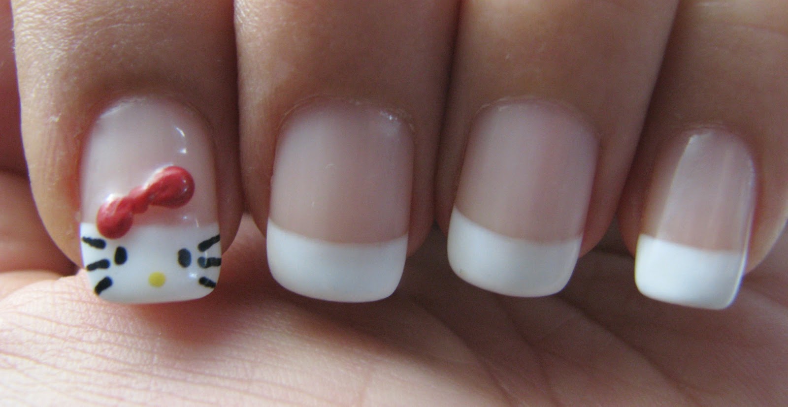 5. Hello Kitty French Tip Nail Art Tutorial for Beginners - wide 8